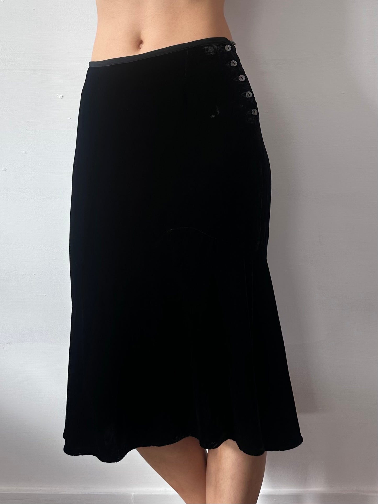 GHOST VELVET MIDI SKIRT