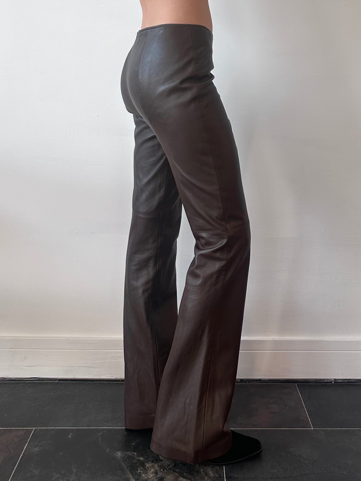 LEATHER FLARED TROUSERS