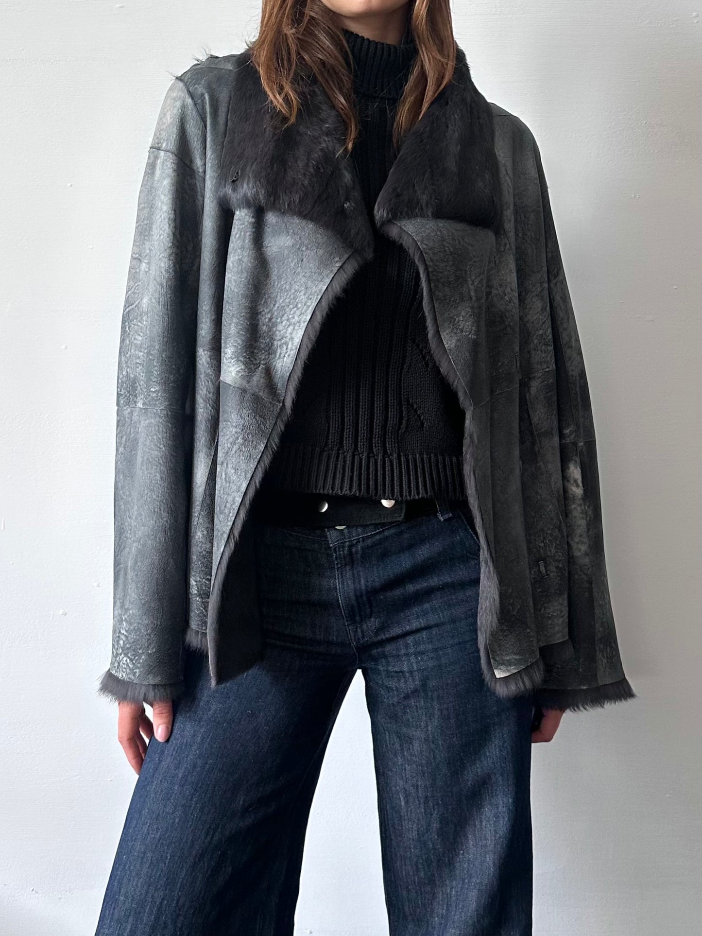 JOSEPH SUEDE & RABBIT FUR COAT