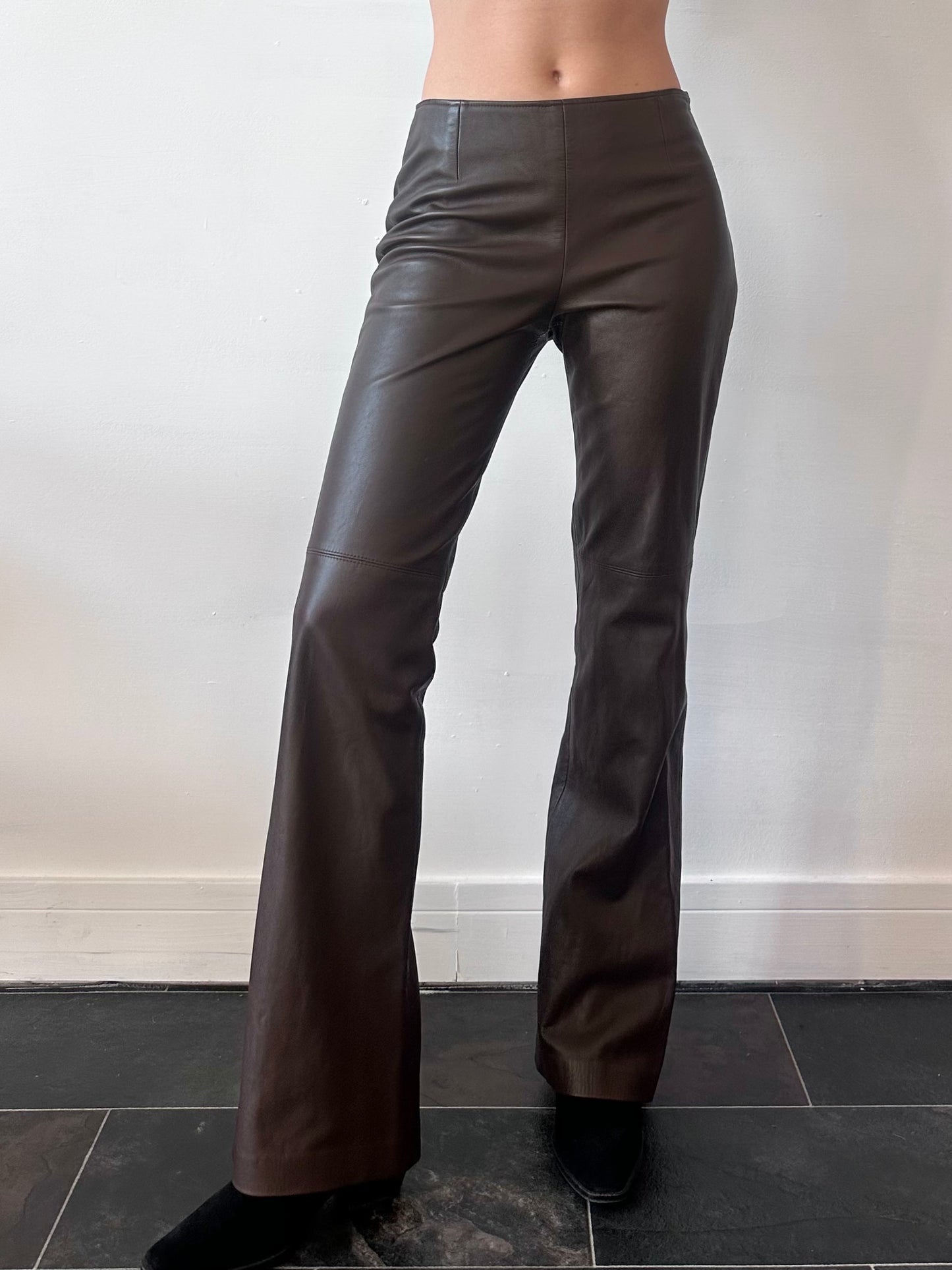 LEATHER FLARED TROUSERS