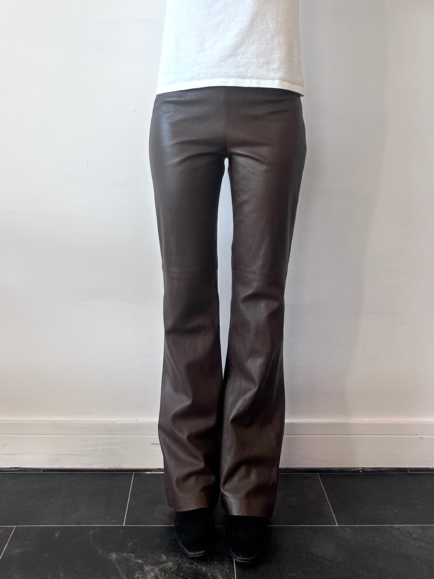 LEATHER FLARED TROUSERS