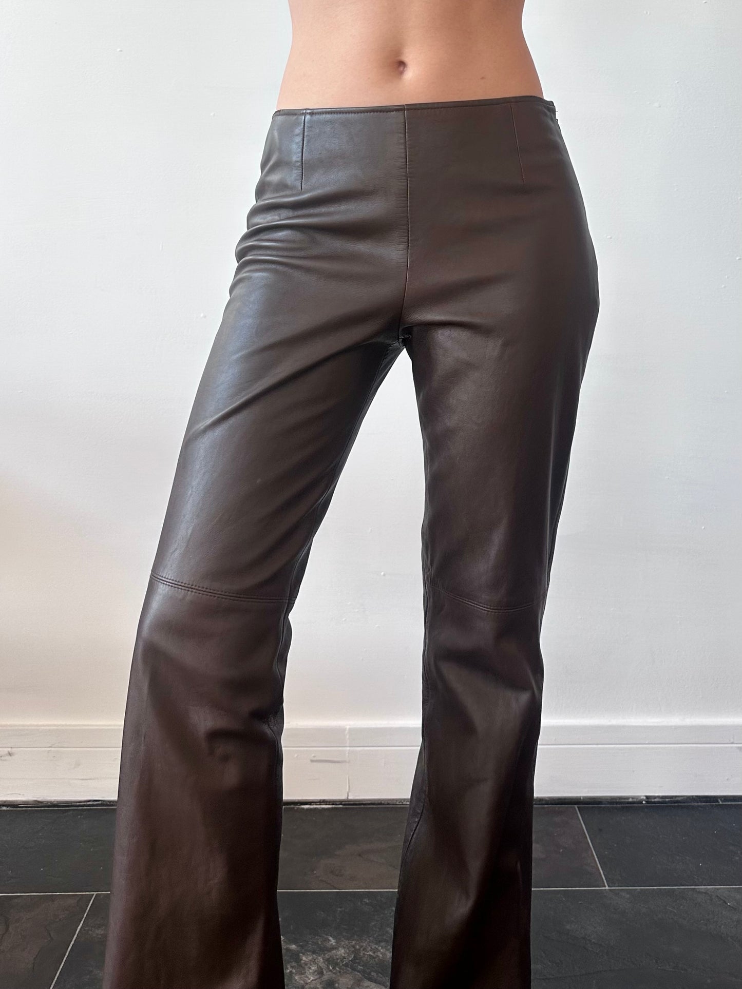 LEATHER FLARED TROUSERS