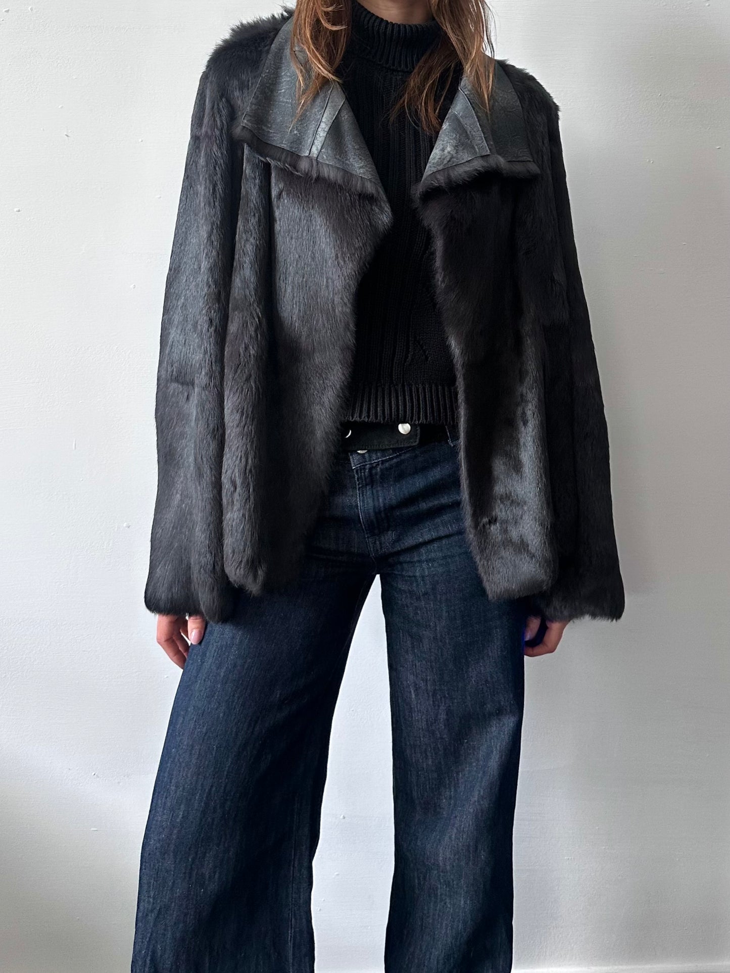 JOSEPH SUEDE & RABBIT FUR COAT