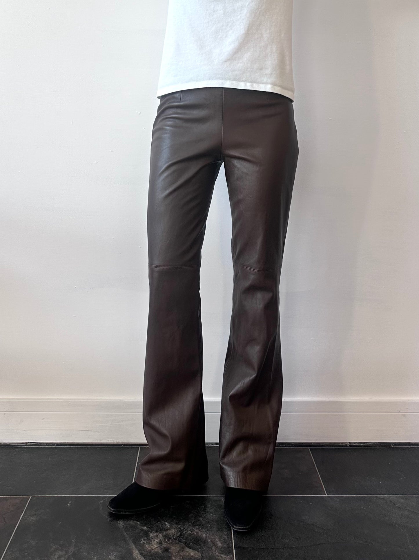 LEATHER FLARED TROUSERS