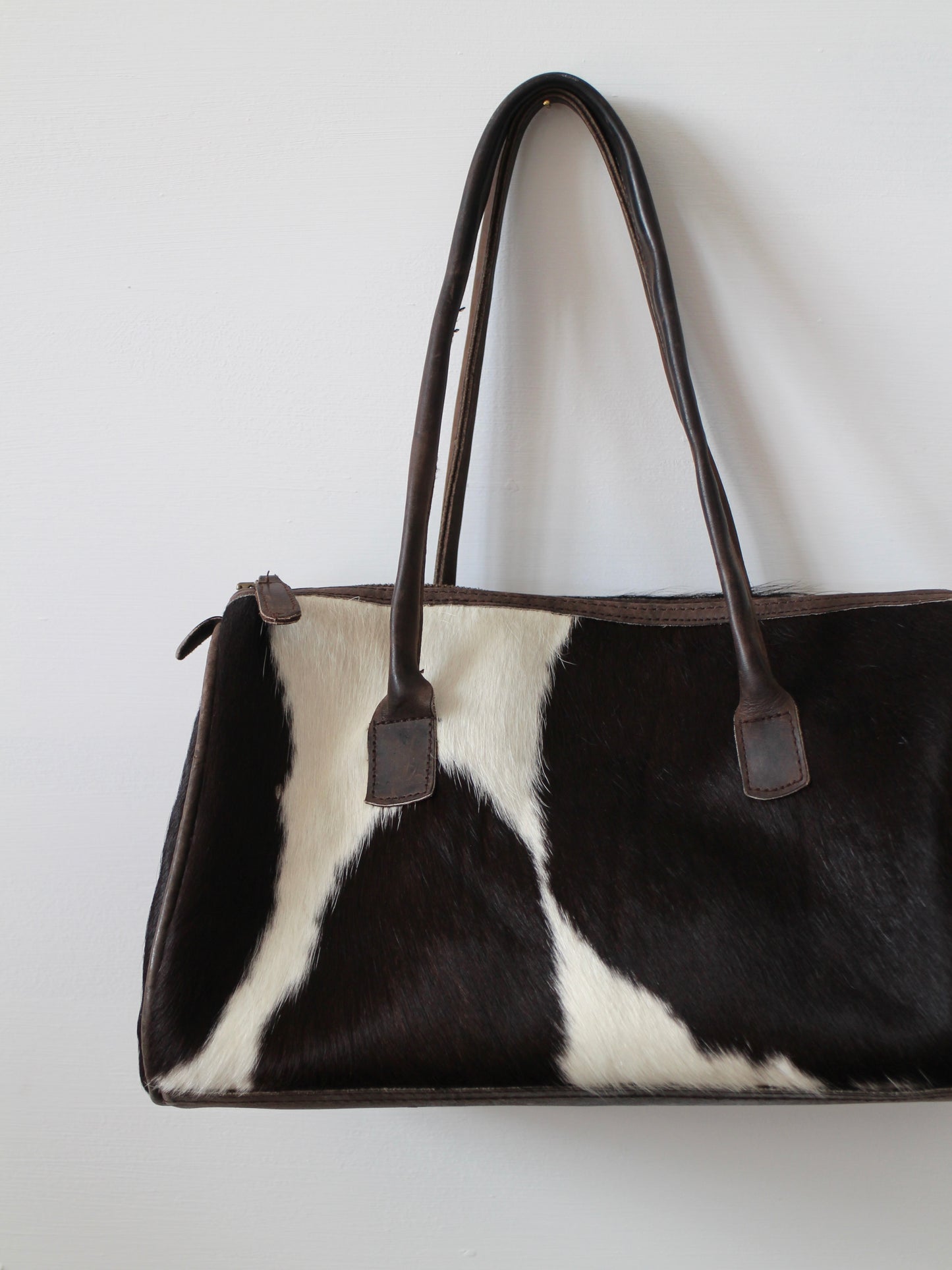 COWHIDE BARREL BAG