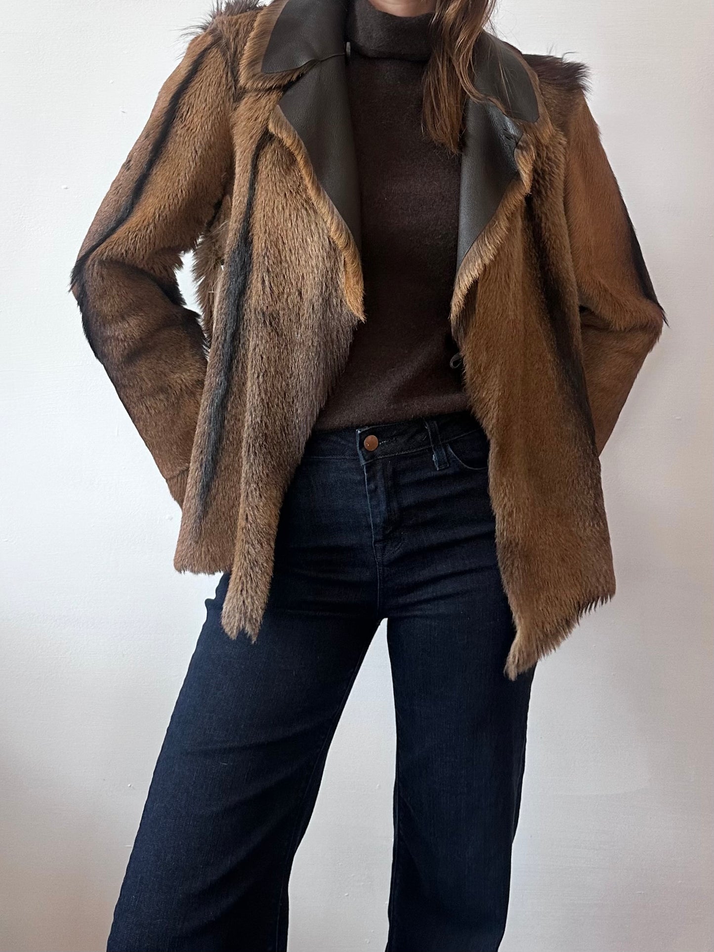 LEATHER & GOAT FUR JACKET