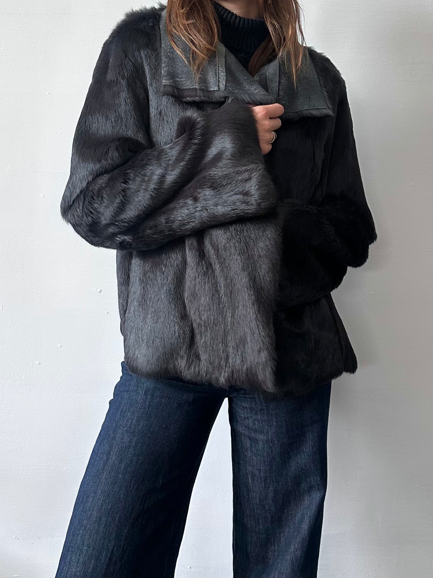 JOSEPH SUEDE & RABBIT FUR COAT