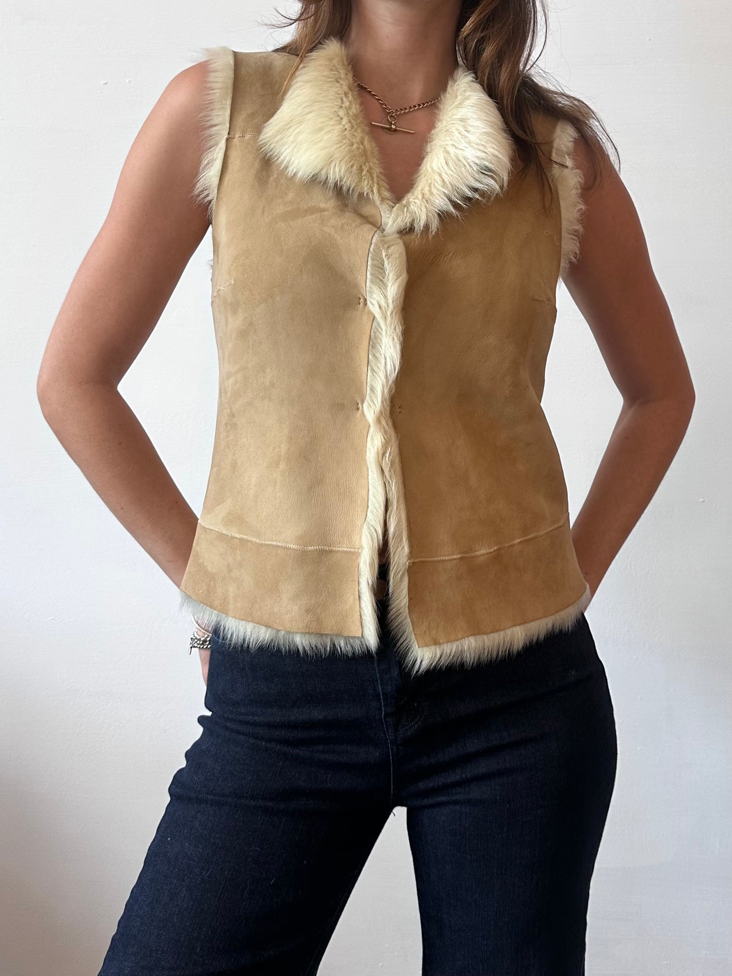 REVERSIBLE SUEDE & SHEARLING GILET