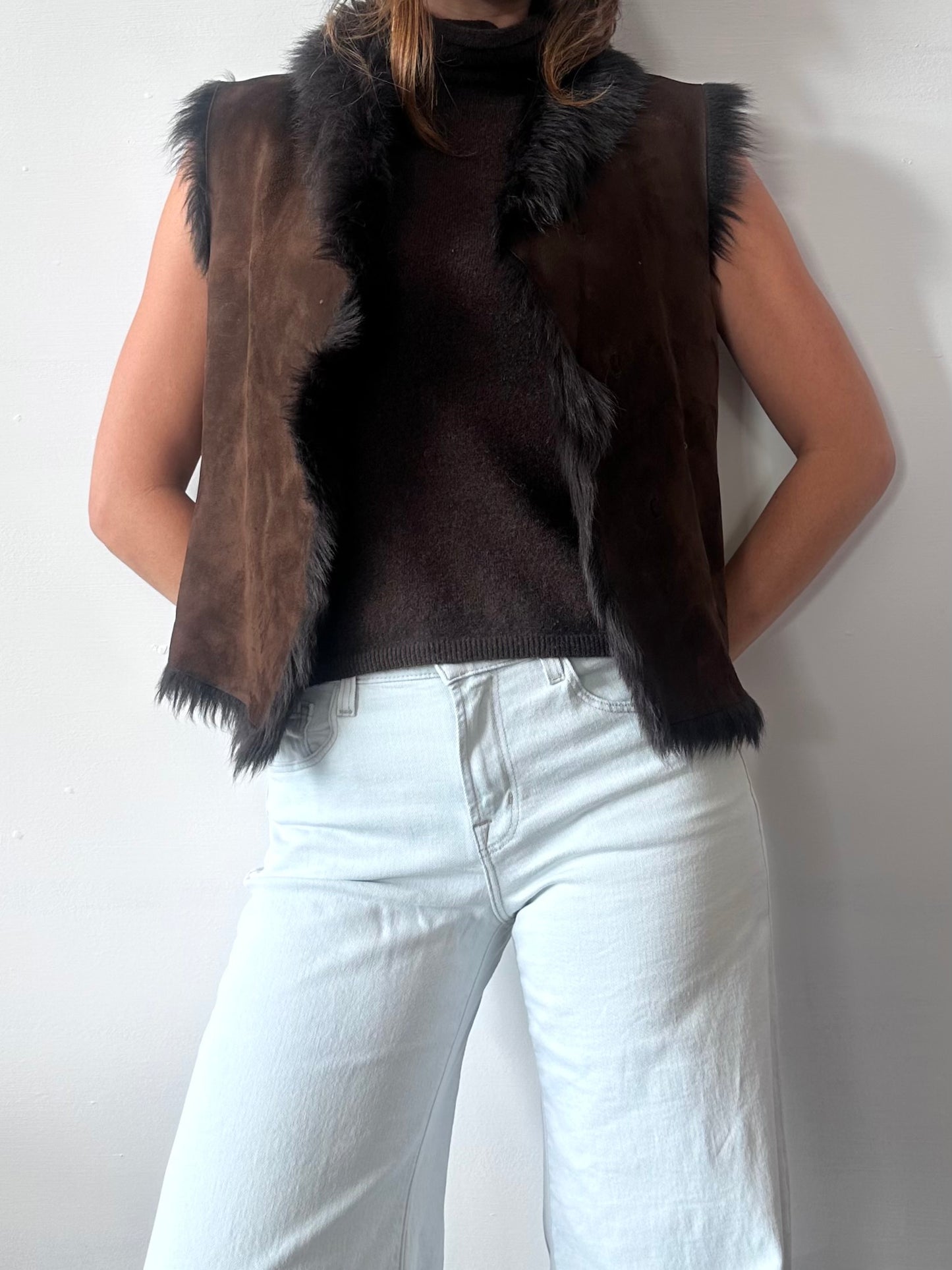 REVERSIBLE SUEDE & SHEARLING GILET
