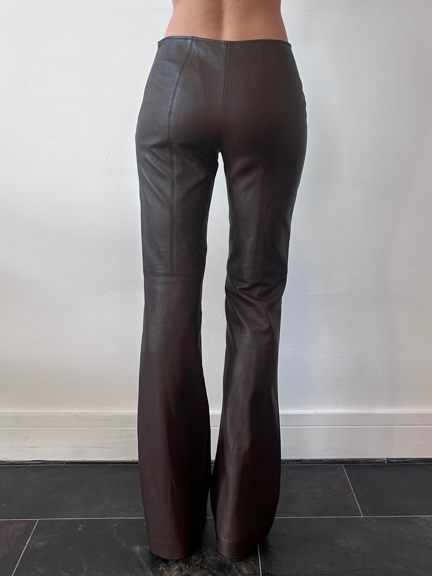 LEATHER FLARED TROUSERS