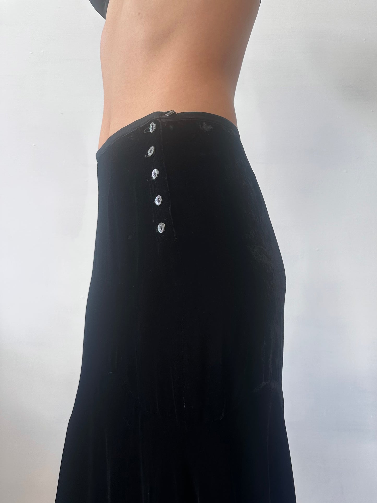 GHOST VELVET MIDI SKIRT