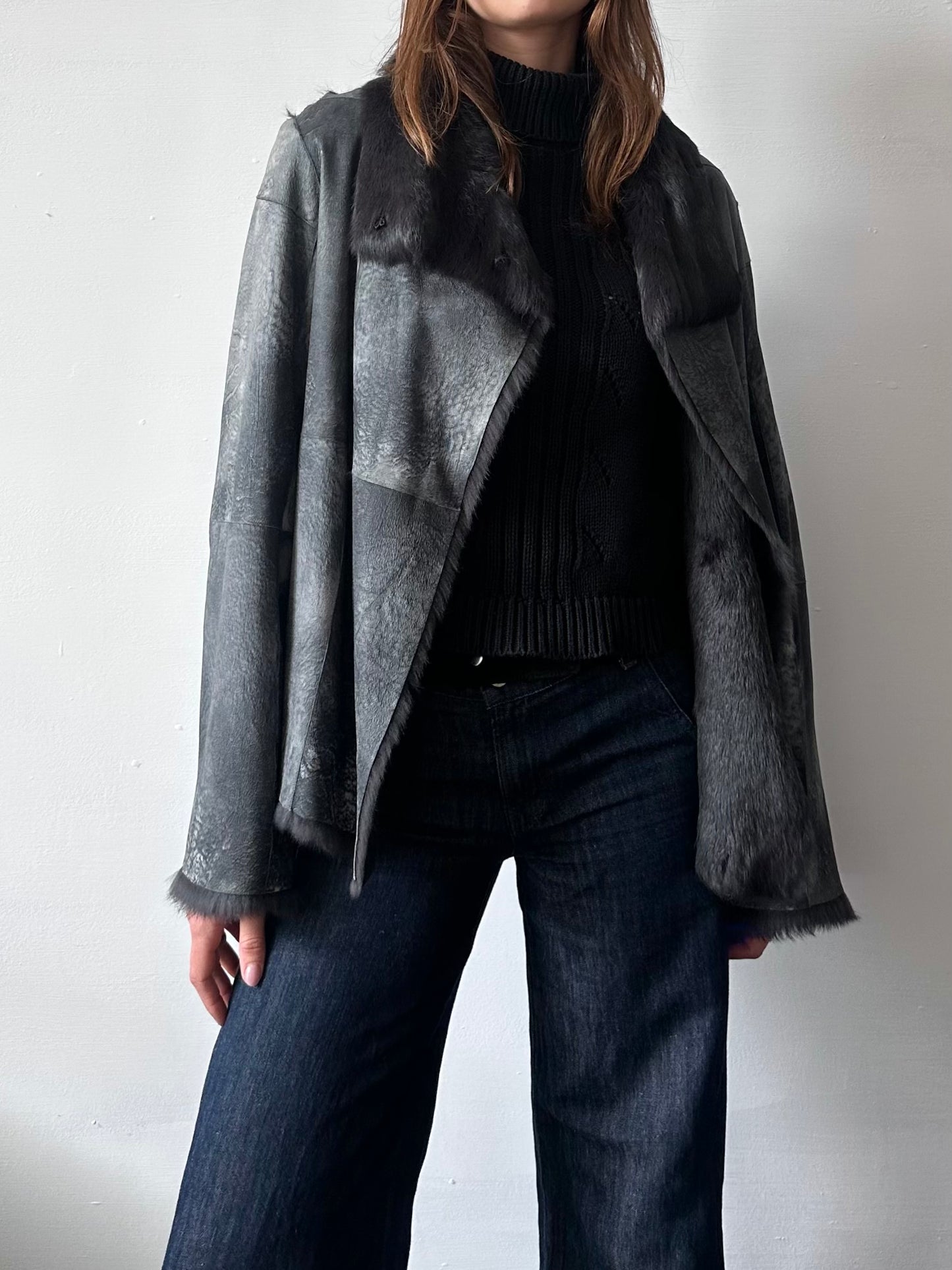 JOSEPH SUEDE & RABBIT FUR COAT