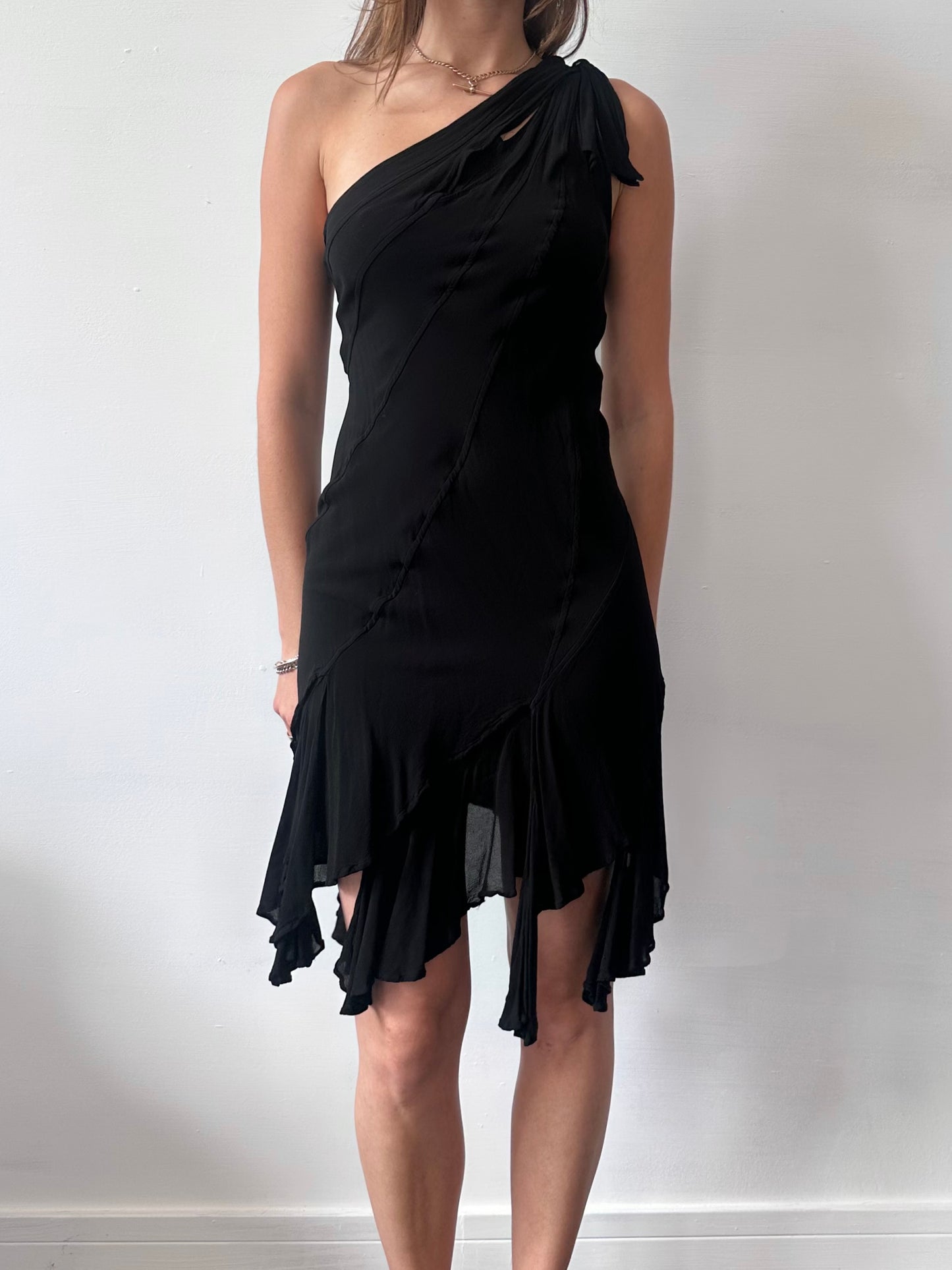 GHOST ONE SHOULDER MIDI DRESS