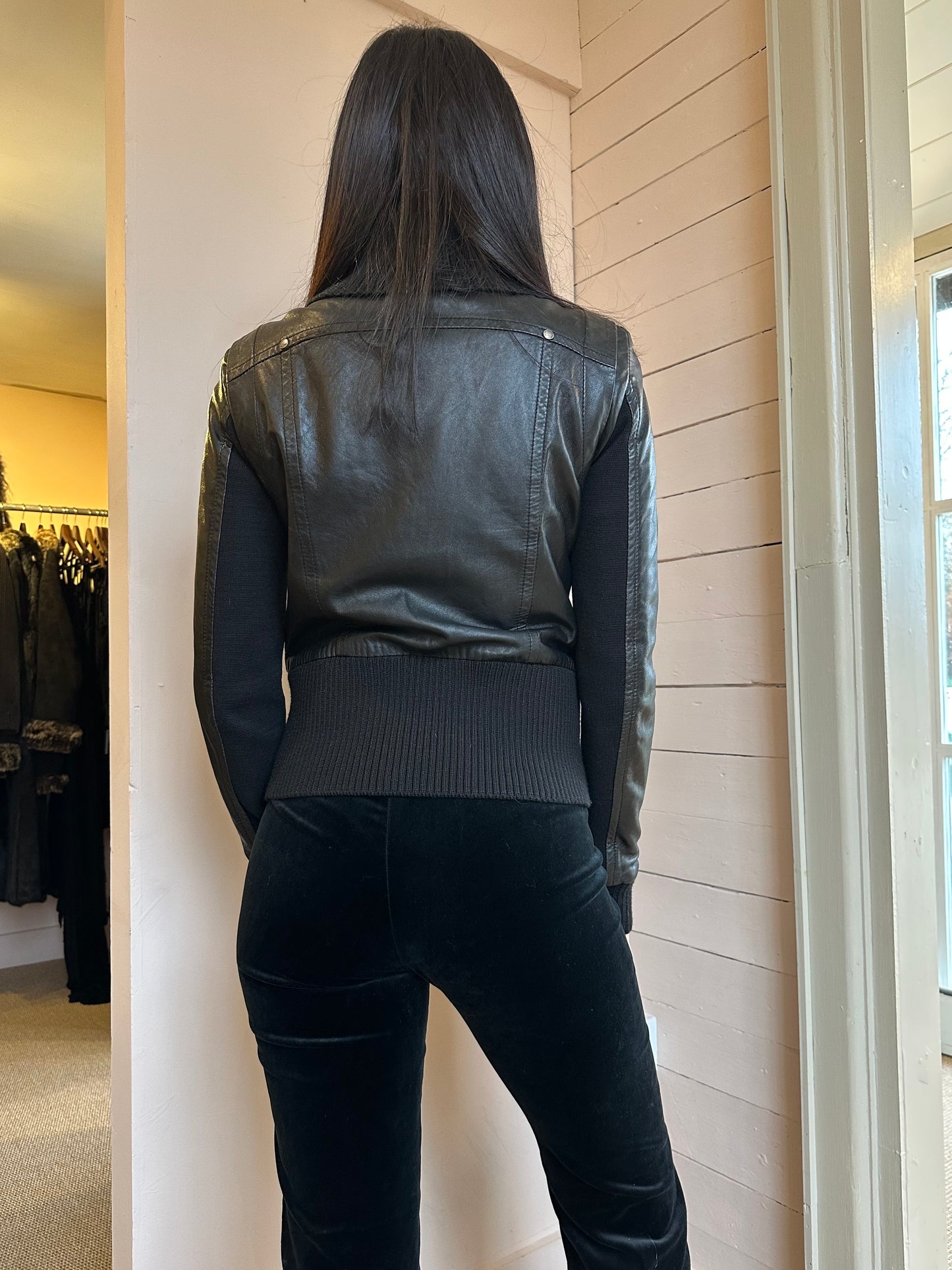 LEATHER AND SHEARLING JACKET