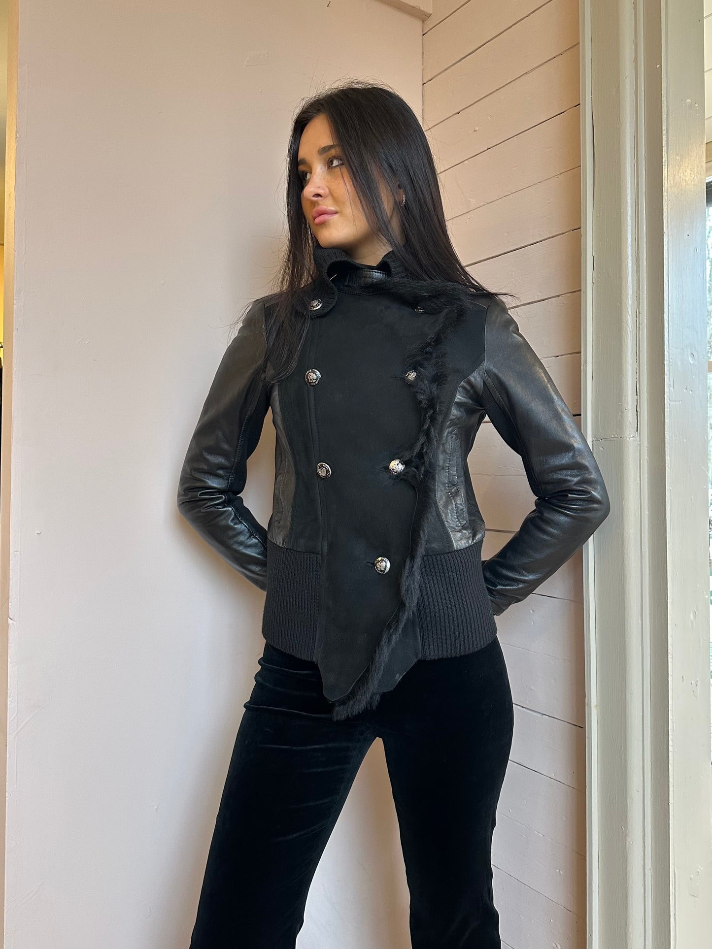 LEATHER AND SHEARLING JACKET