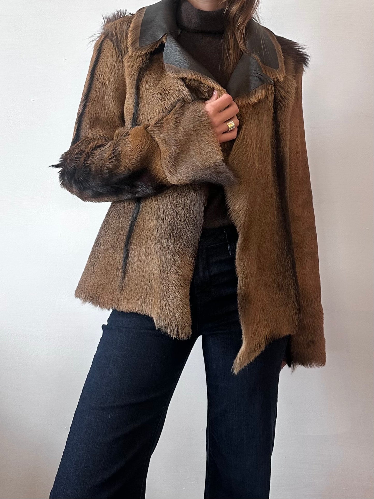 LEATHER & GOAT FUR JACKET