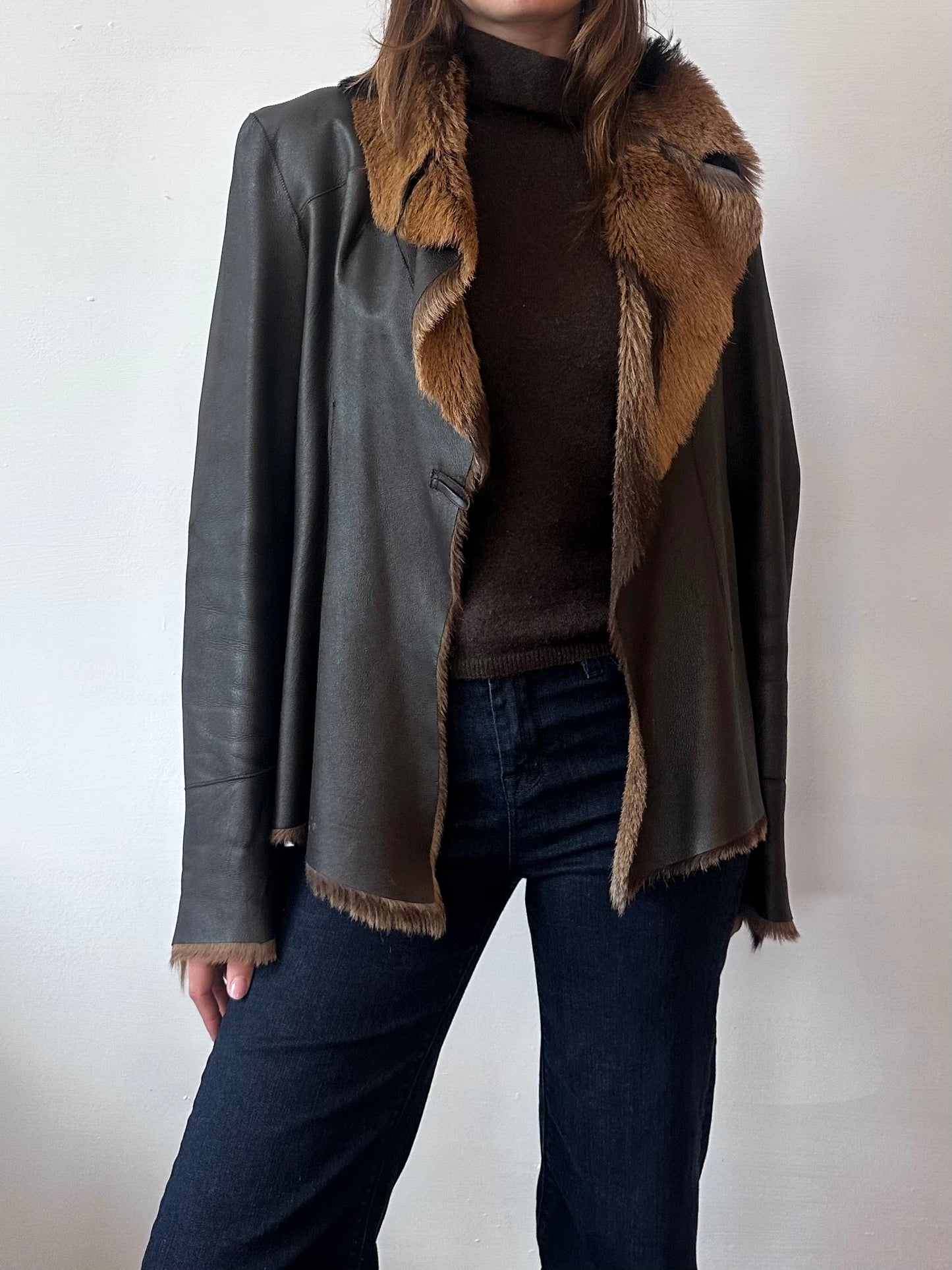 LEATHER & GOAT FUR JACKET