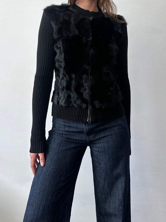 GOAT FUR & RIB KNIT JUMPER
