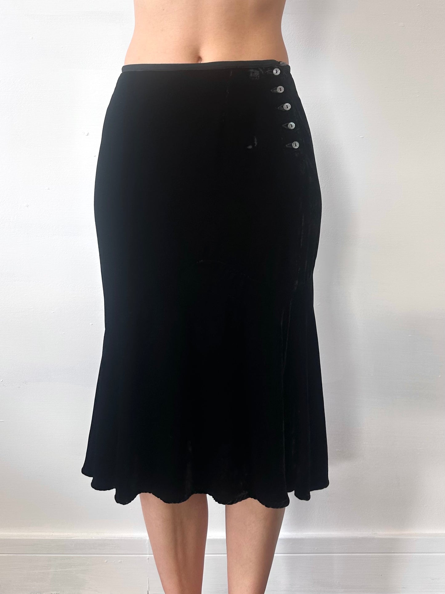 GHOST VELVET MIDI SKIRT