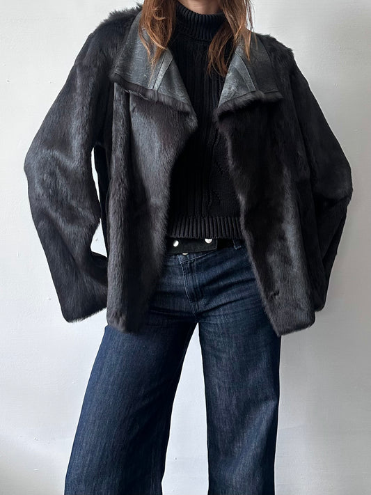JOSEPH SUEDE & RABBIT FUR COAT