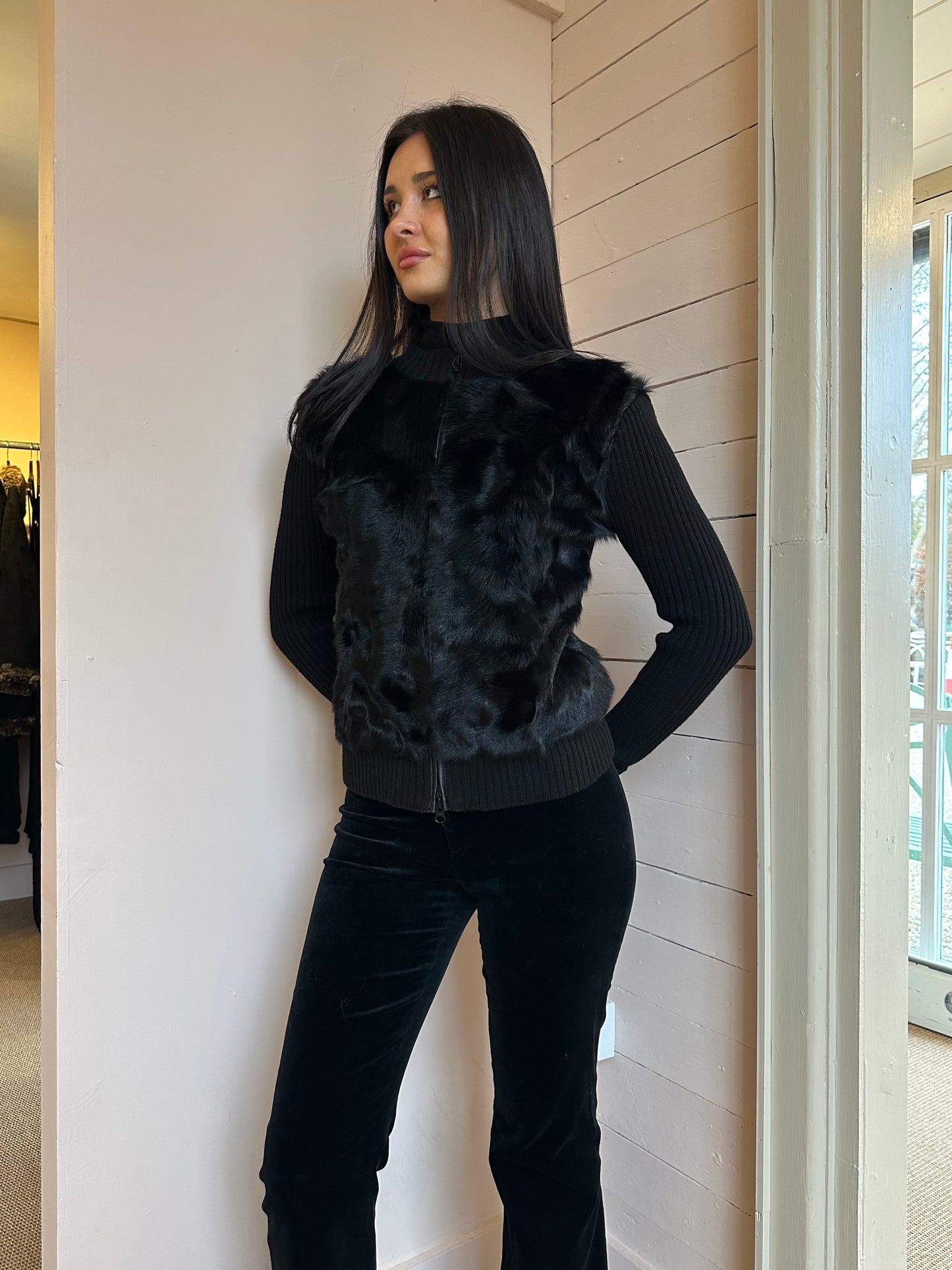 GOAT FUR & RIB KNIT JUMPER