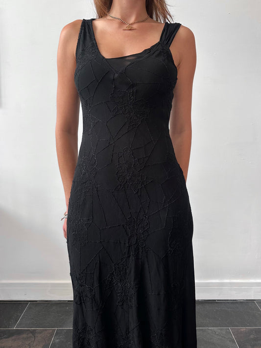 GHOST ASYMMETRIC MIDI DRESS