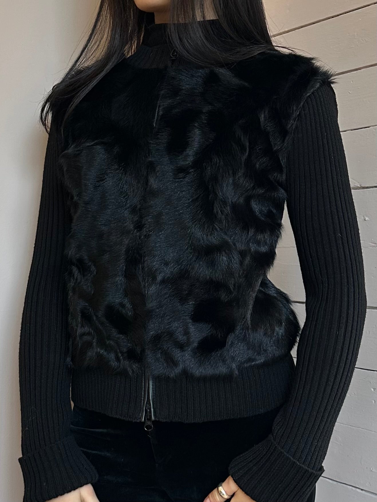 GOAT FUR & RIB KNIT JUMPER