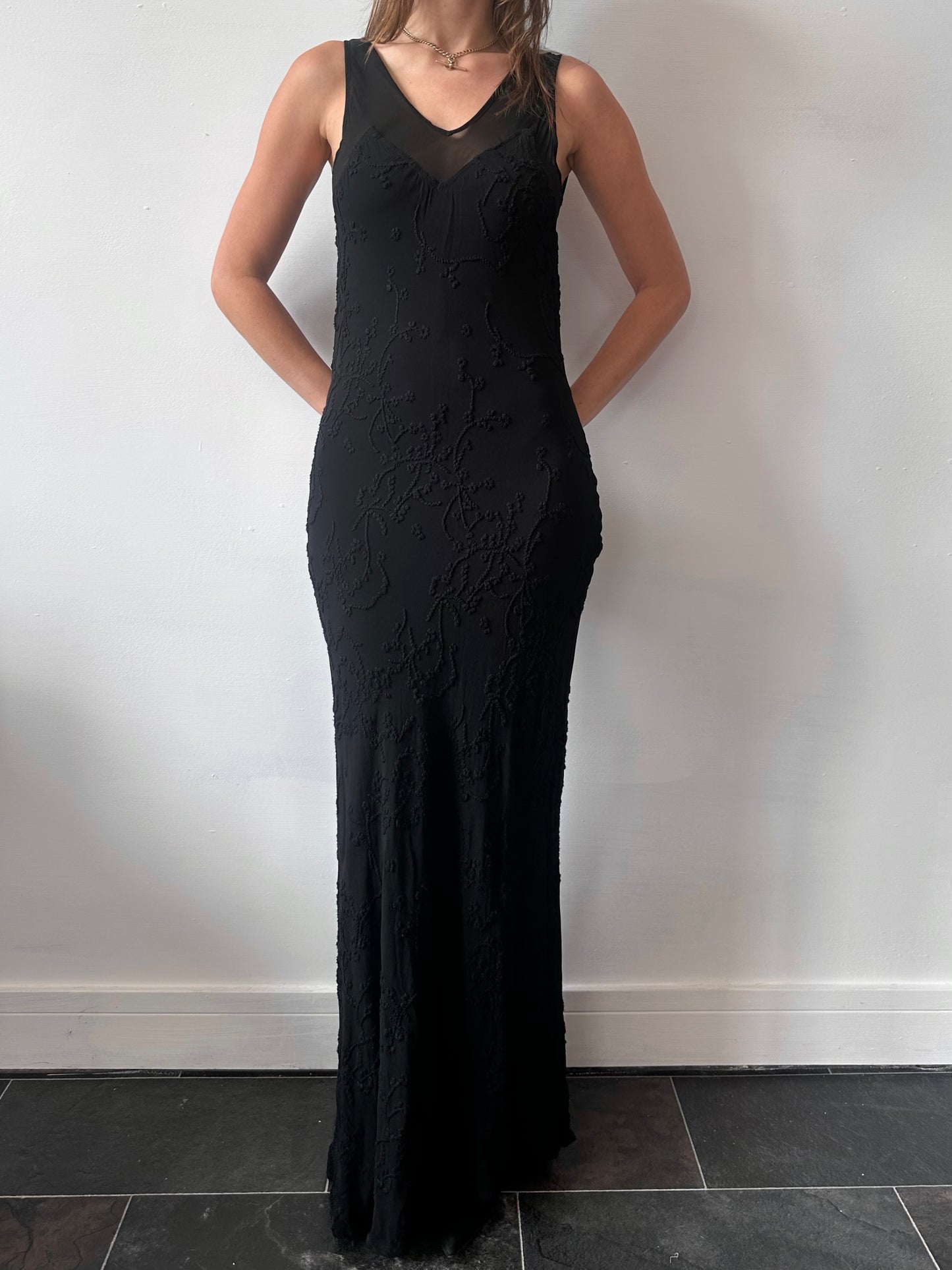 GHOST EMBROIDERED MAXI DRESS