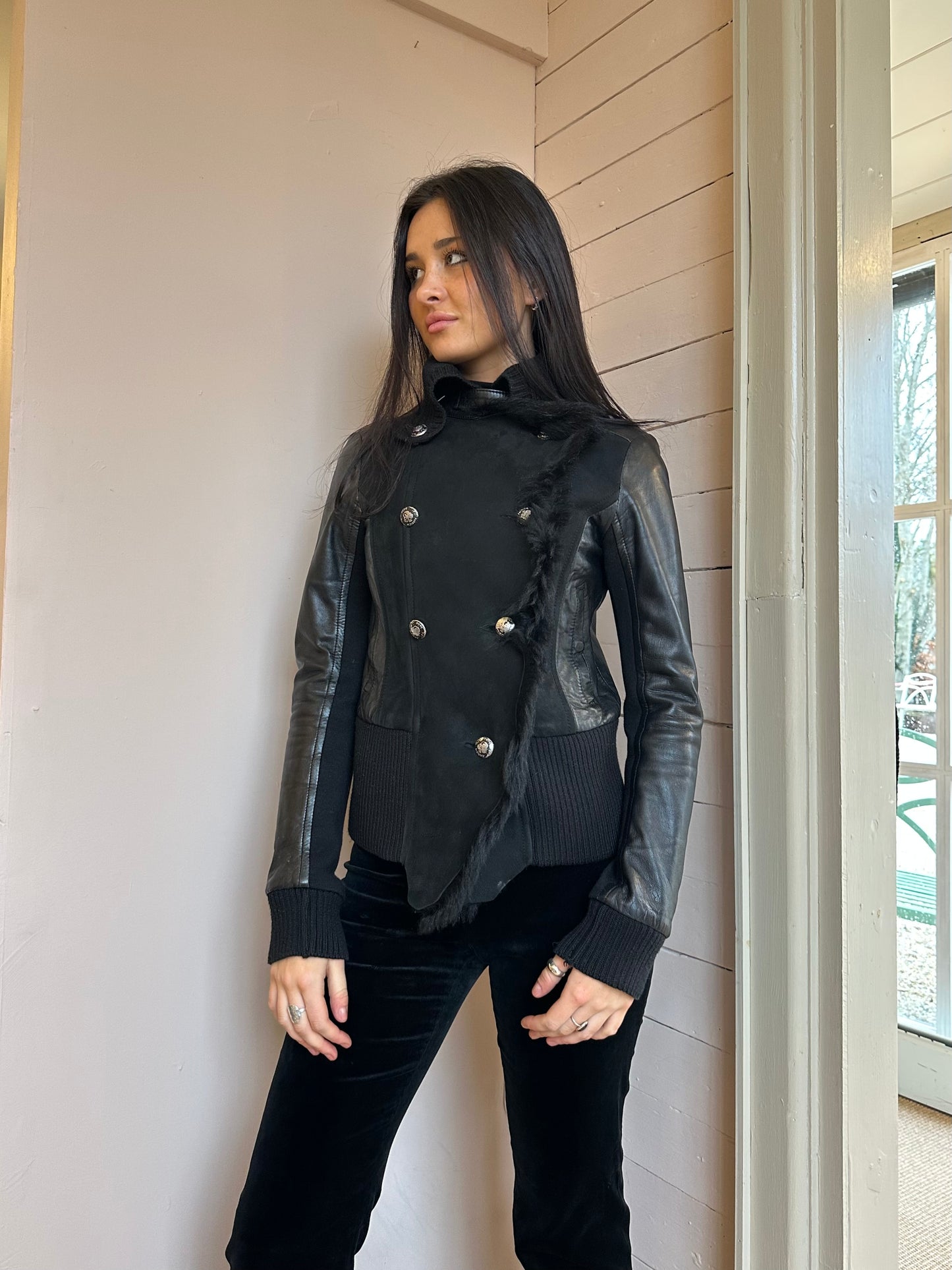 LEATHER AND SHEARLING JACKET