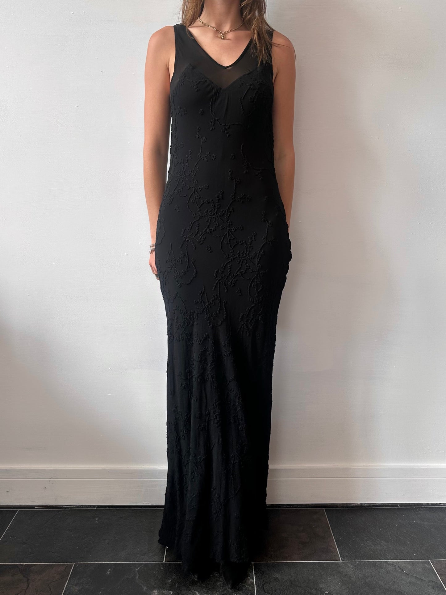 GHOST EMBROIDERED MAXI DRESS